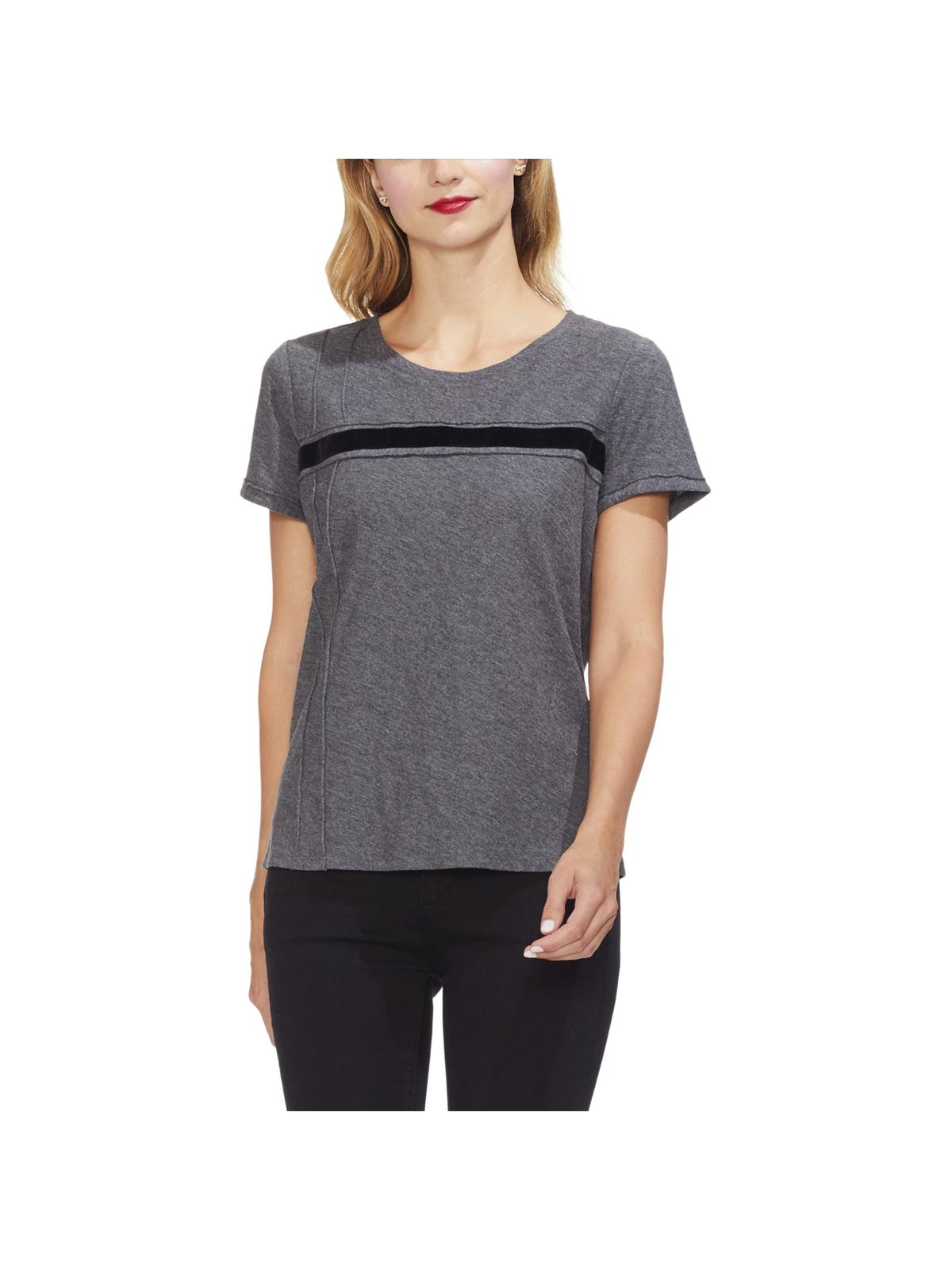 Vince Camuto Womens Slub Short Sleeves T-Shirt Gray XS